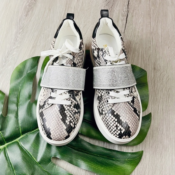 MICHAEL KORS Emmett Embellished Snake Embossed Leather Sneaker✨brand new - Picture 5 of 7